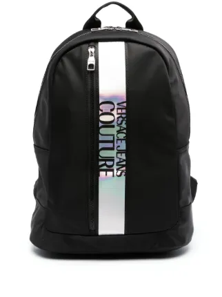 Versace Jeans Couture logo-stripe Laptop Backpack | Black | FARFETCH
