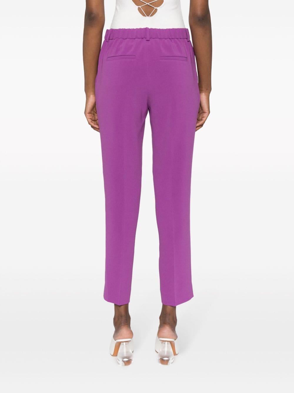 Shop Alberto Biani Cropped Tapered Trousers In Violett