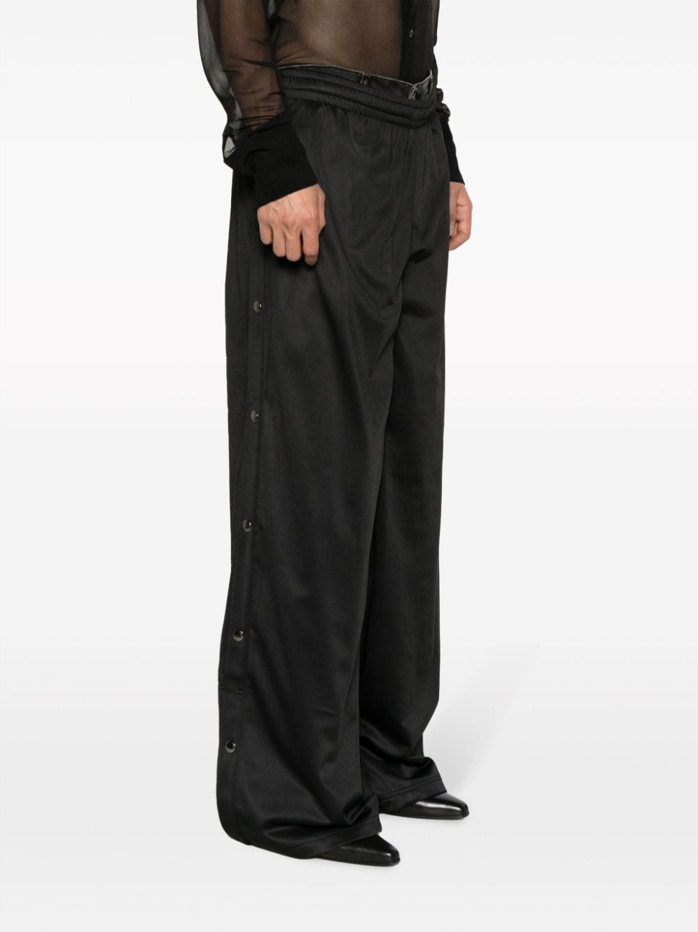 Shop Y/project Logo-embroidered Layered-design Wide-leg Trousers In Black