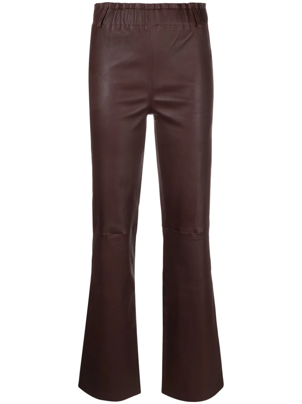 Arma Elasticated-waist Leather Straight Trousers In Red