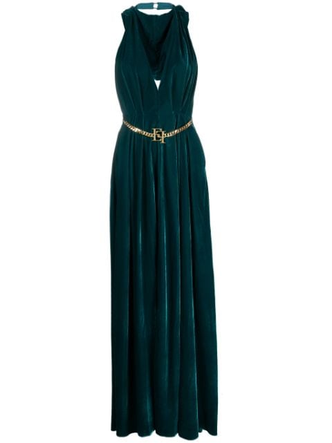 Elisabetta Franchi logo-plaque hooded gown