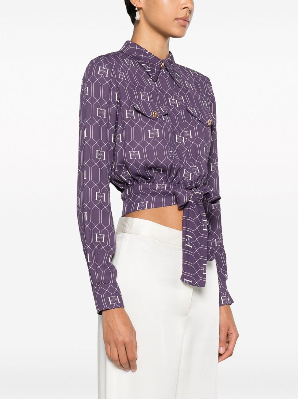 Elisabetta Franchi Cropped blouse Paars