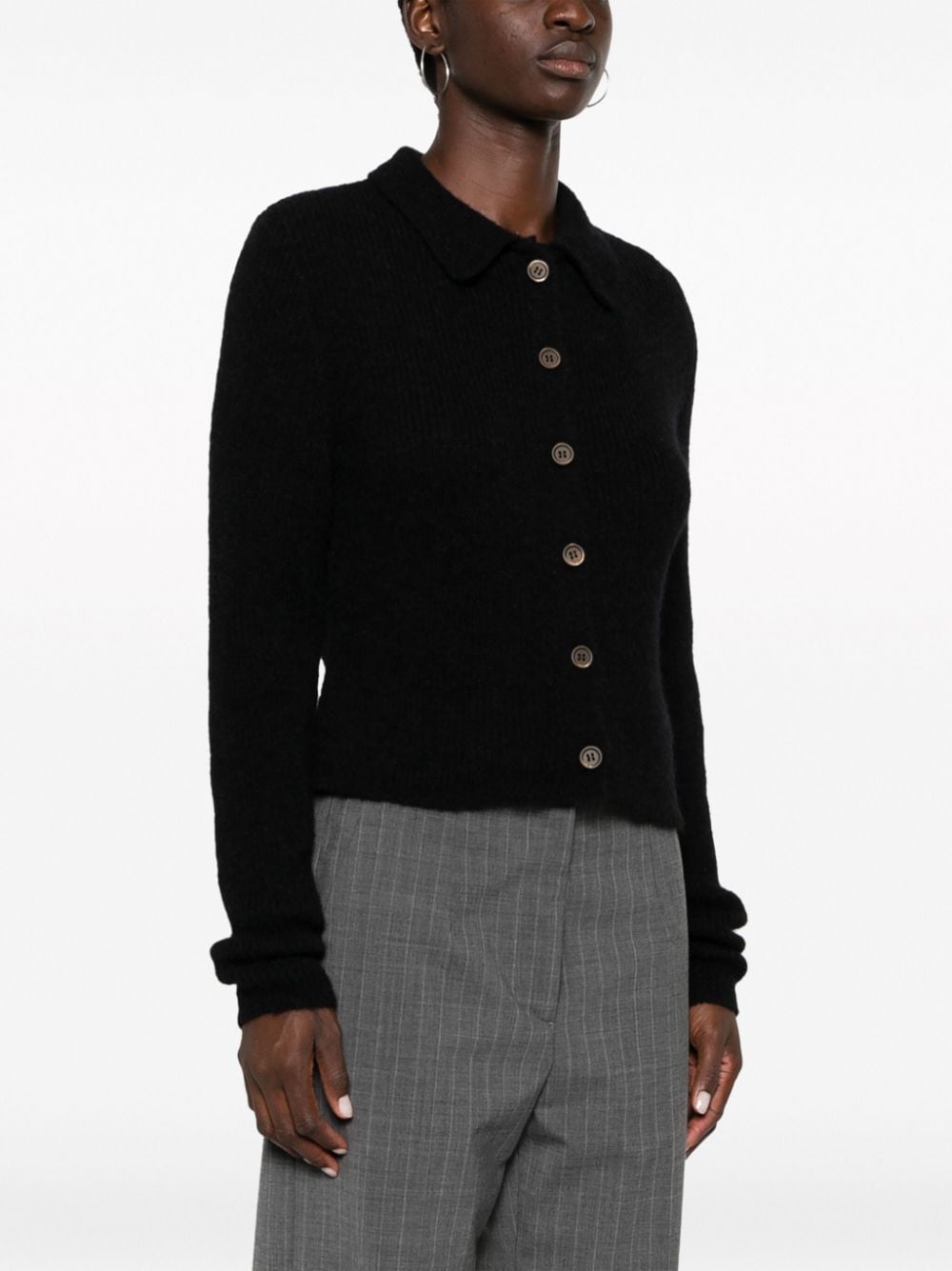 Shop Our Legacy Mazzy Ribbed-knit Cardigan In Black