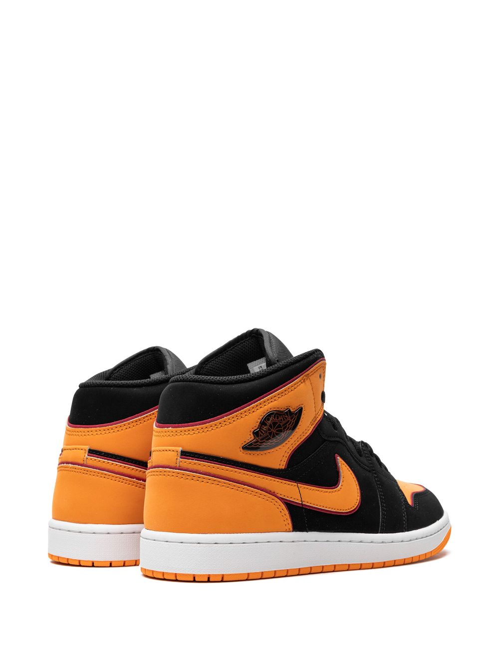 Shop Jordan Air  1 Mid "black Orange" Sneakers