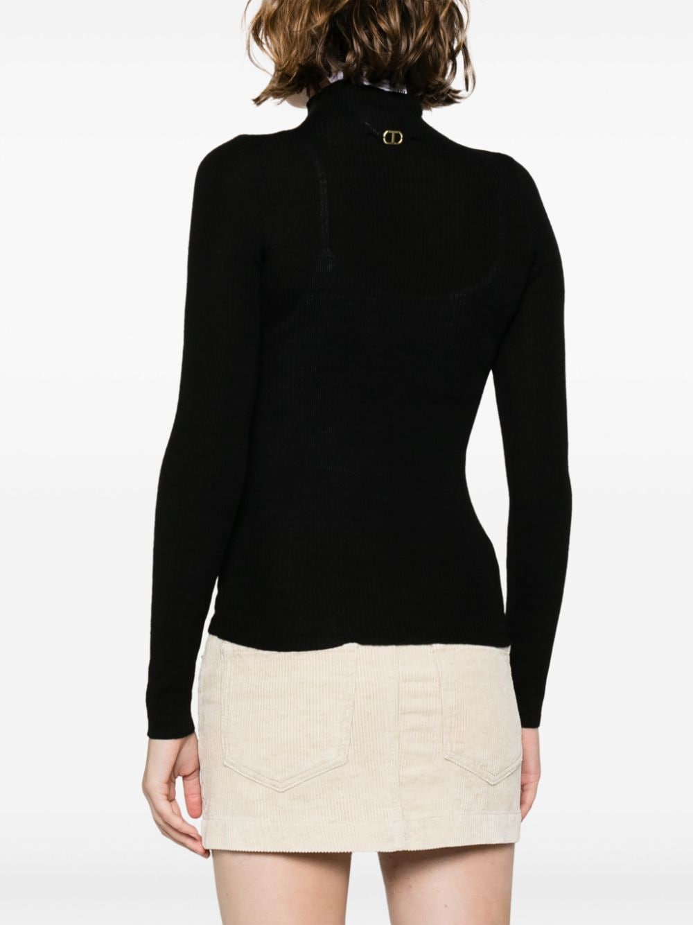 Shop Twinset Ribbed-knit Wool Jumper In Black
