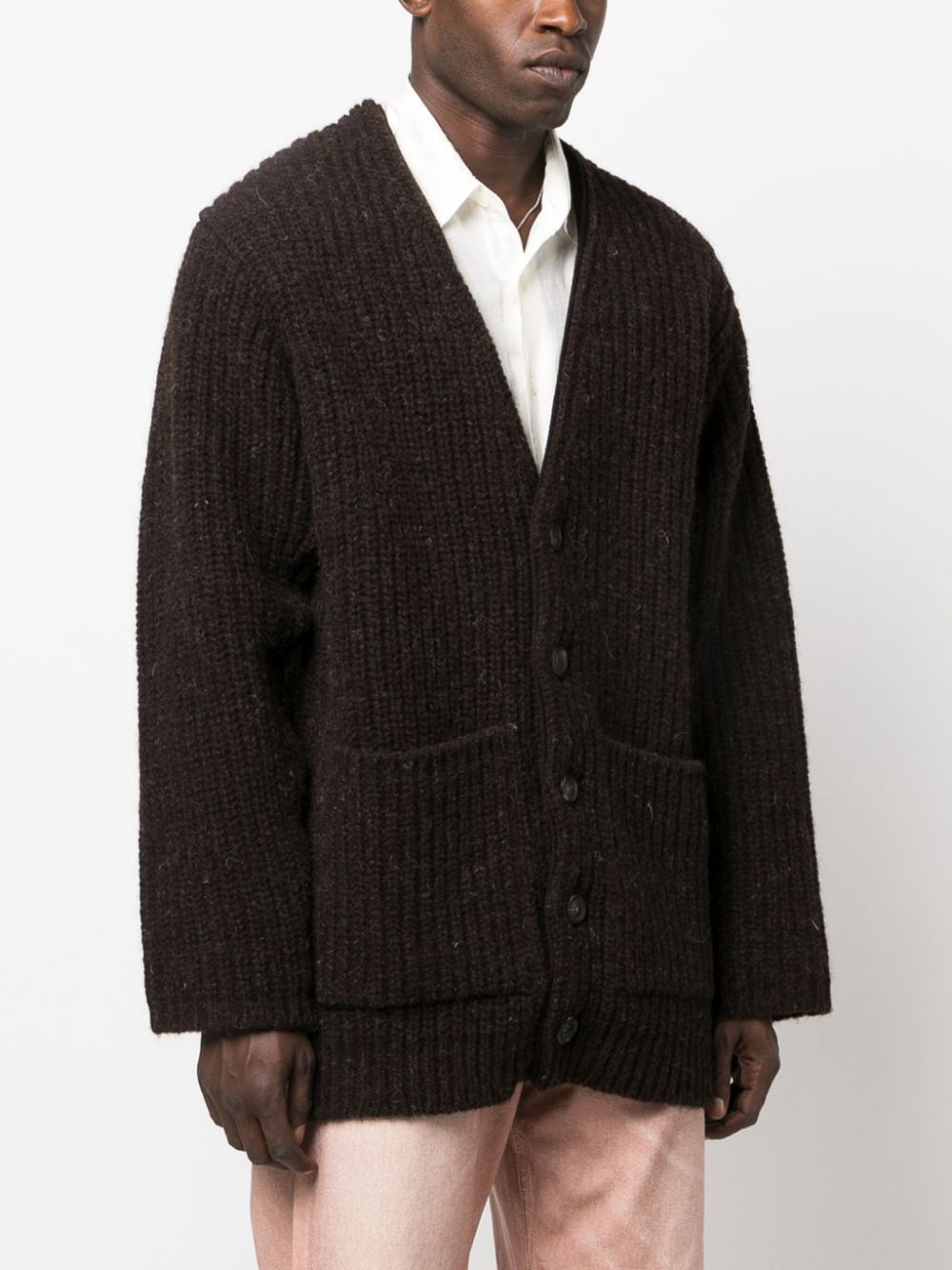 Shop Our Legacy Colossal V-neck Wool Cardigan In Brown