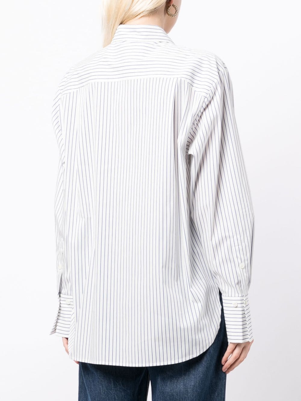 Shop Frame The Oversized Striped Shirt In White
