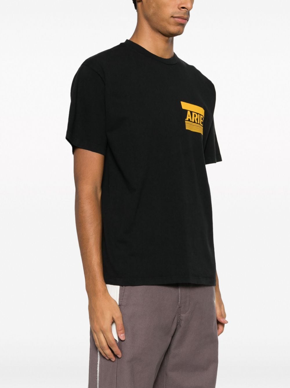 Shop Aries Logo-print Cotton T-shirt In Black
