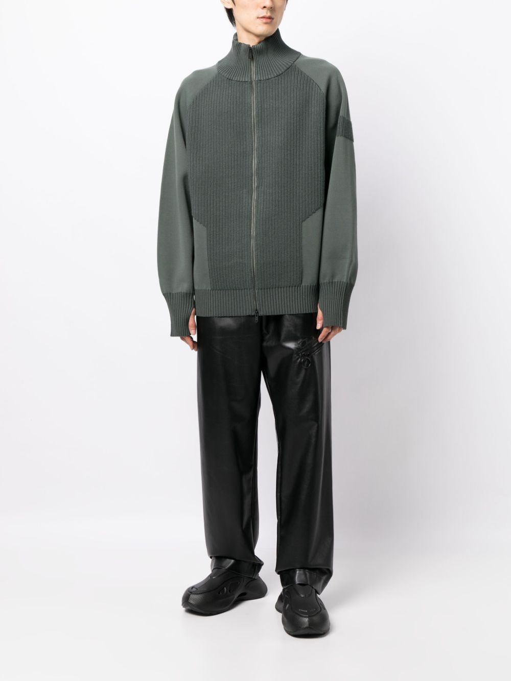 Y-3 panelled ribbed sweatshirt - Groen