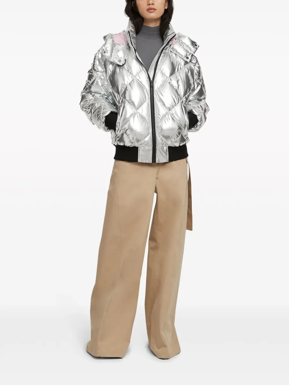 Shop Moose Knuckles Bankhead Quilted Bomber Jacket In Silver