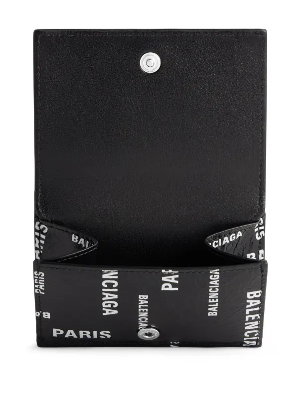 Balenciaga logo-print Foldover Wallet | Black | FARFETCH