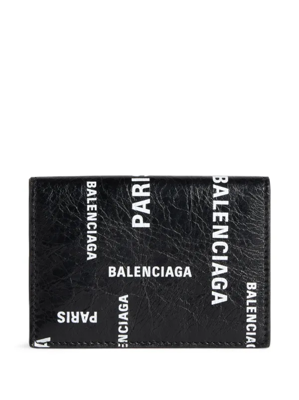 小物 BALENCIAGA logo wallet BALENCIAGA Logo-Print Cross-Grain Leather Billfold Wallet