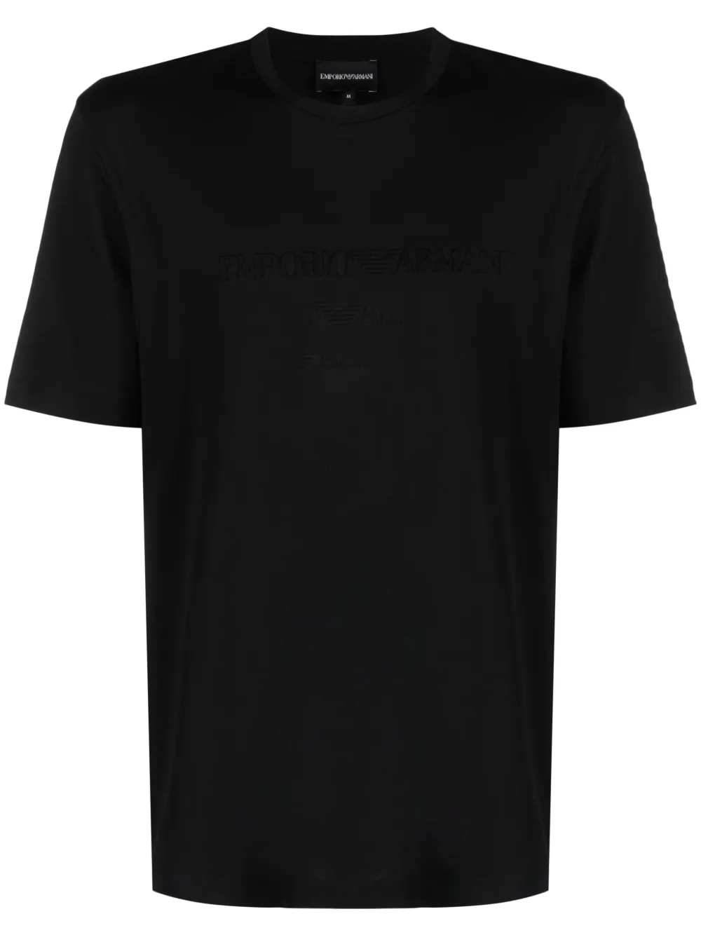 Emporio Armani Logo-embroidered Cotton T-shirt In Black