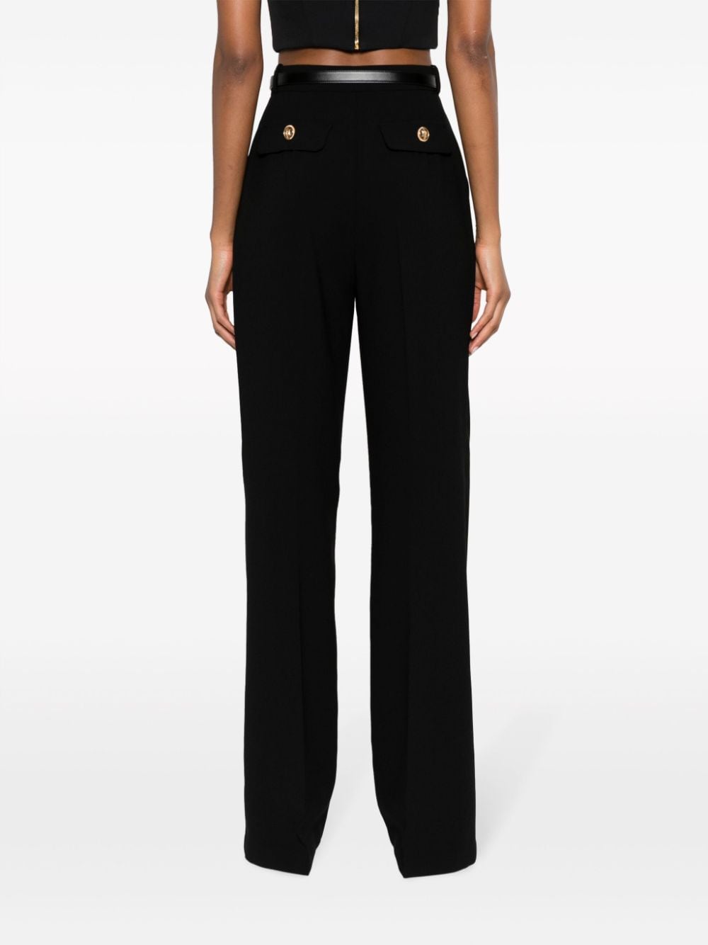 Shop Elisabetta Franchi Belted Palazzo Trousers In Black