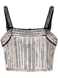 Elisabetta Franchi crystal-embellished cropped tank top - Silver