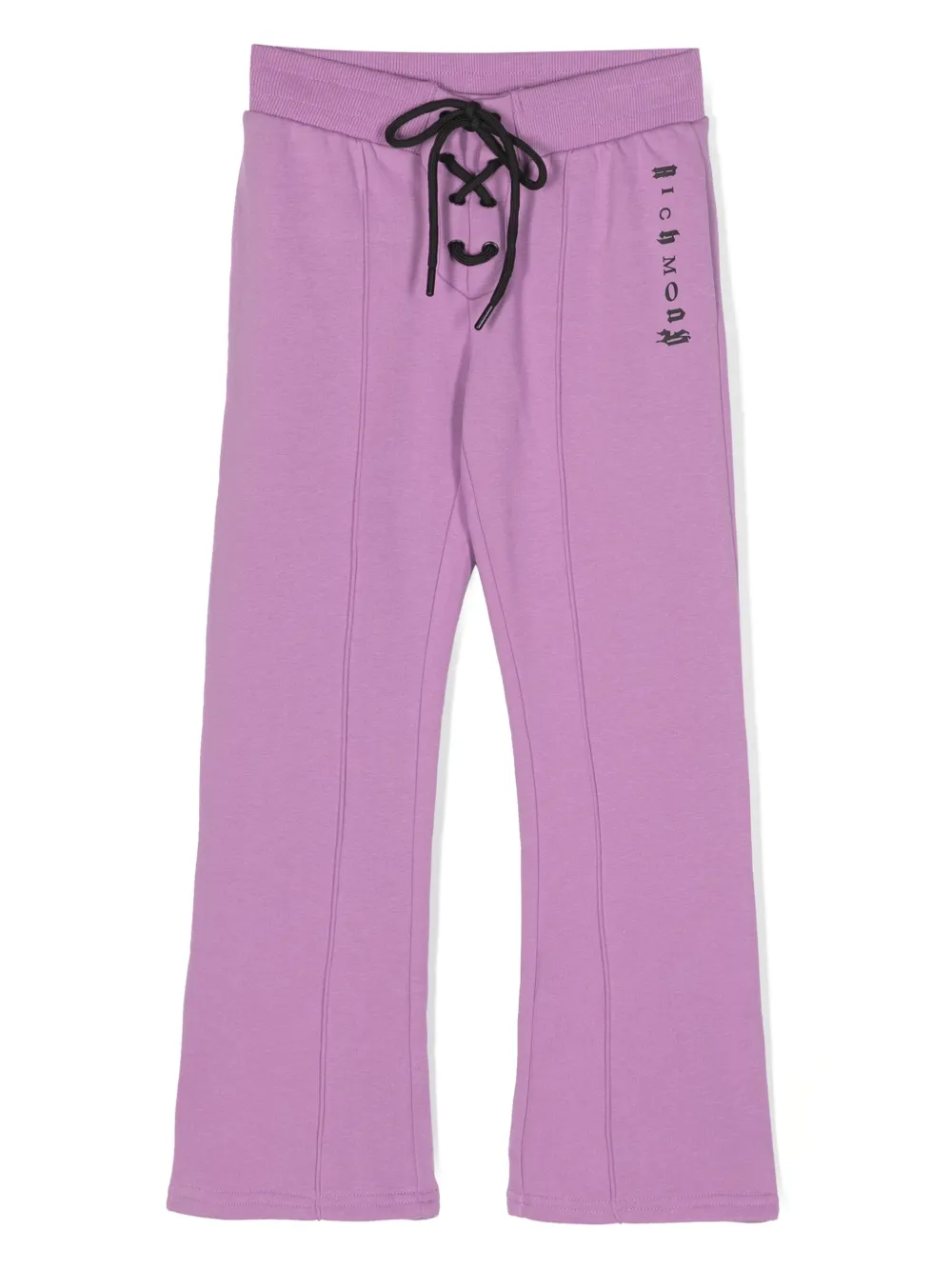 John Richmond Junior Kids' Logo-print Lace-up Cotton Trousers In Purple