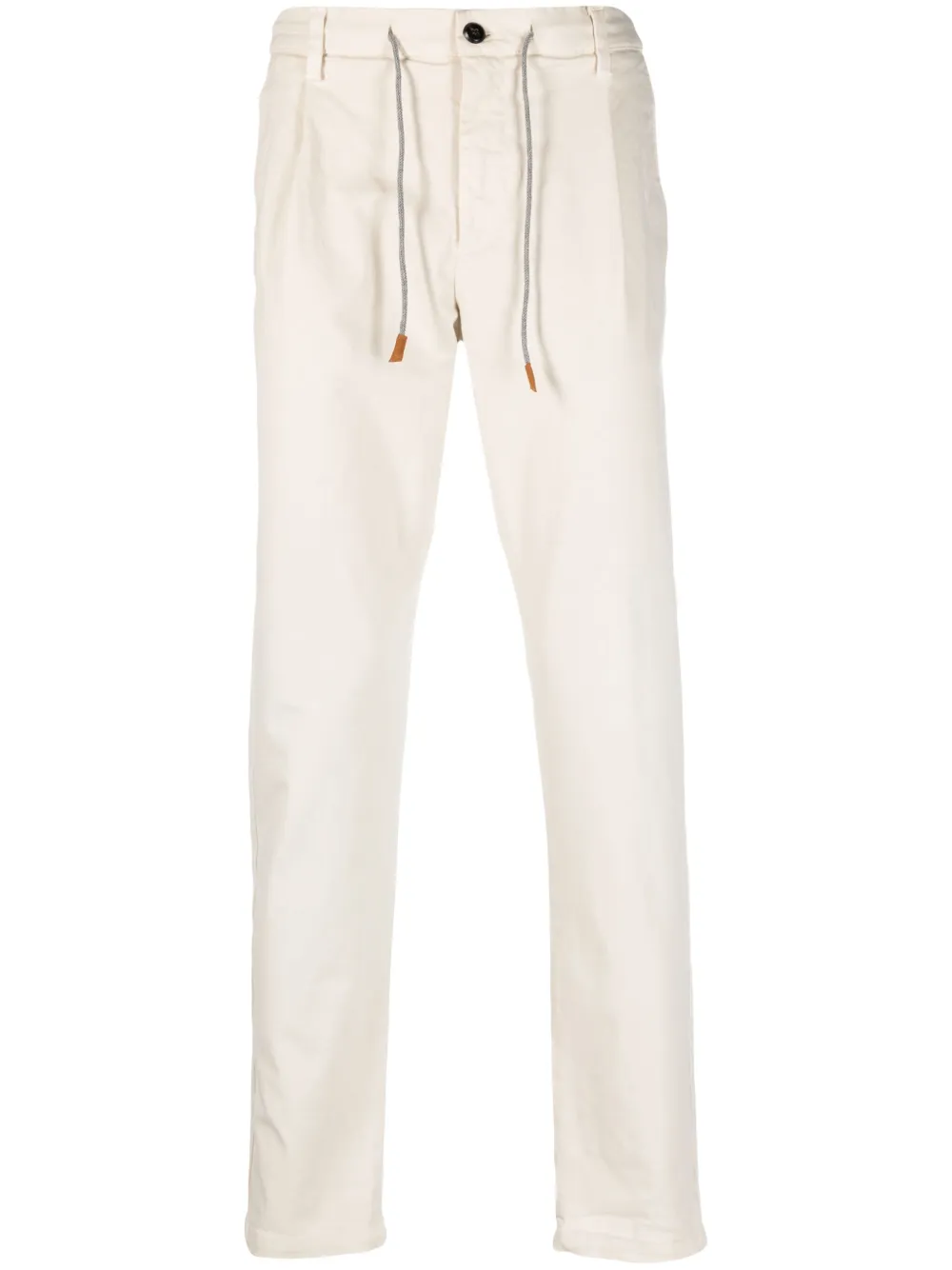 Eleventy slim-fit drawstring cotton chinos Beige