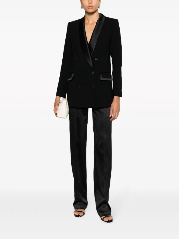 Elisabetta Franchi double-breasted satin-trim Blazer - Farfetch