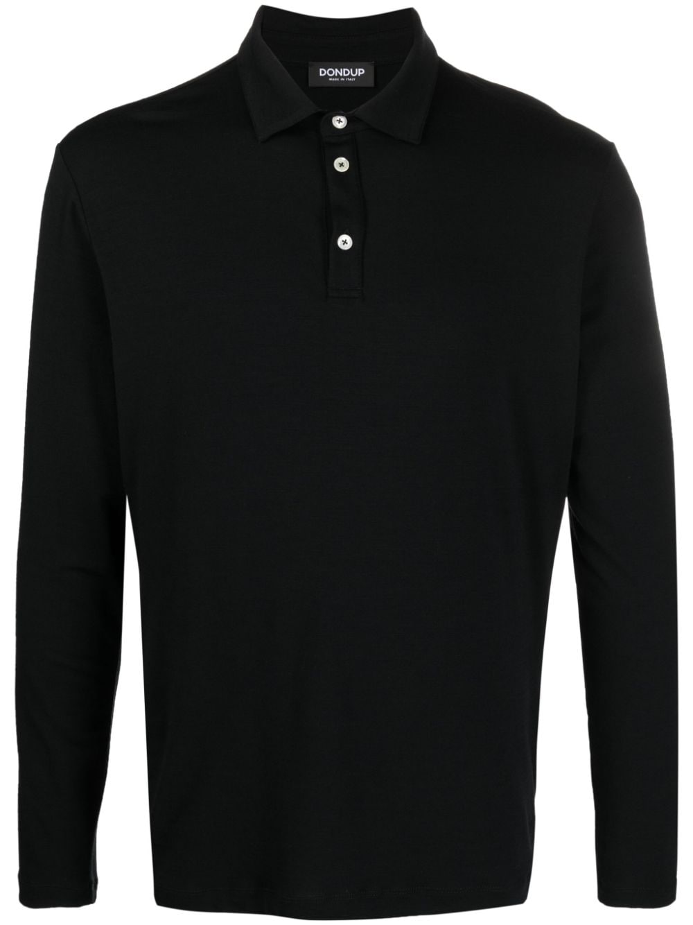 Shop Dondup Long-sleeve Wool-blend Polo Shirt In Black