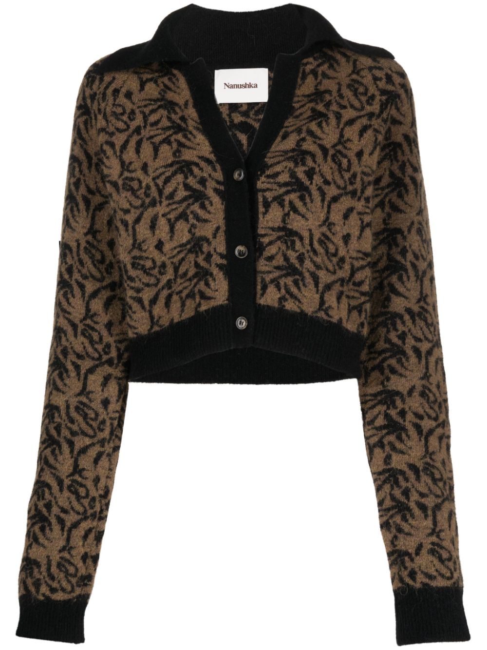 Nanushka graphic-print wool-blend cardigan - Black