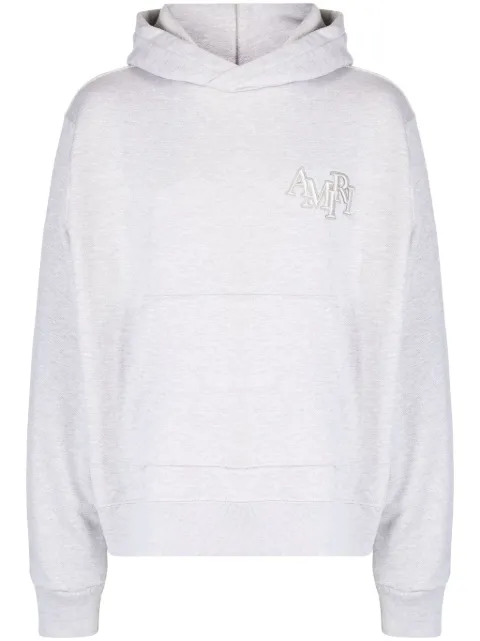 AMIRI Staggered logo-embroidered cotton hoodie