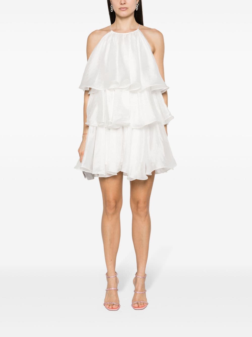 Shop Aje Halterneck Tiered Minidress In White