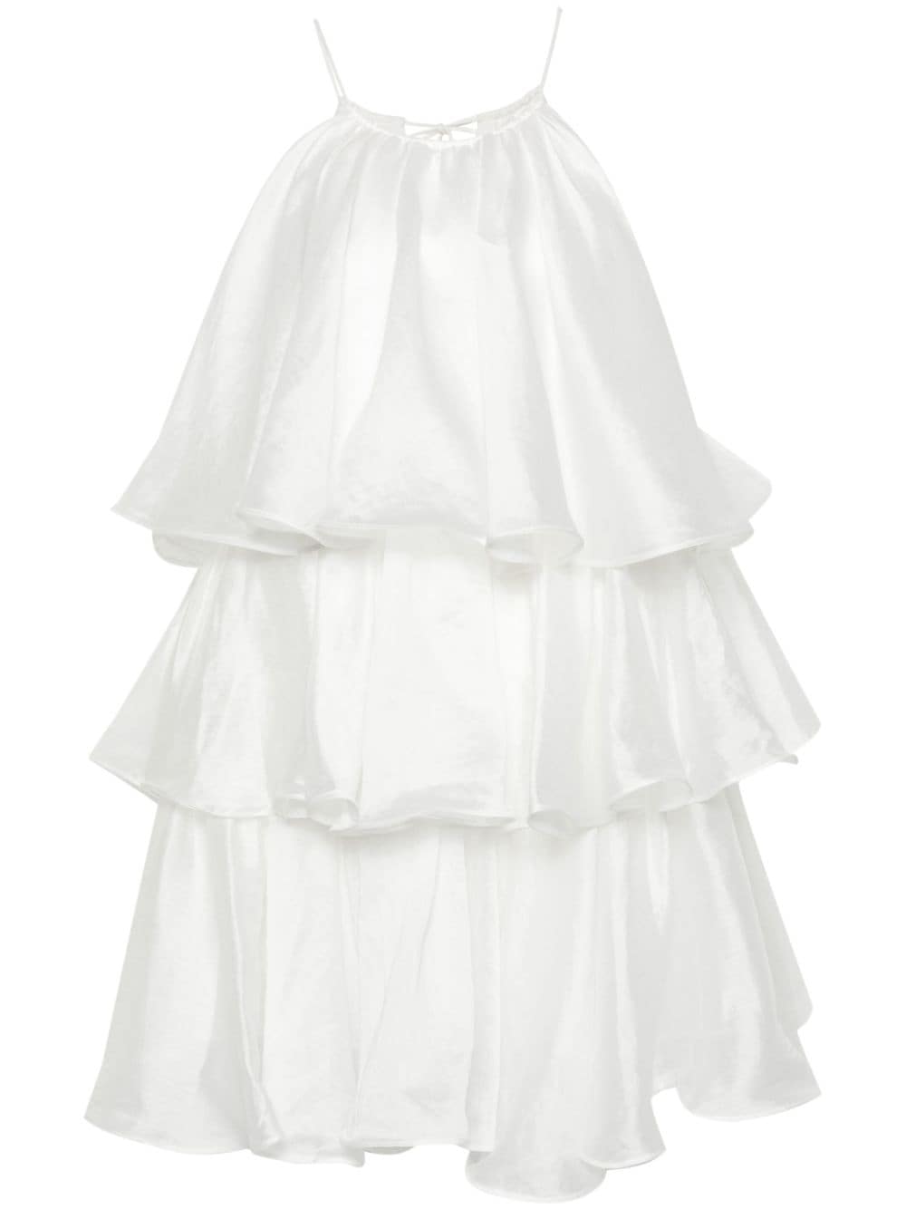 Shop Aje Halterneck Tiered Minidress In White