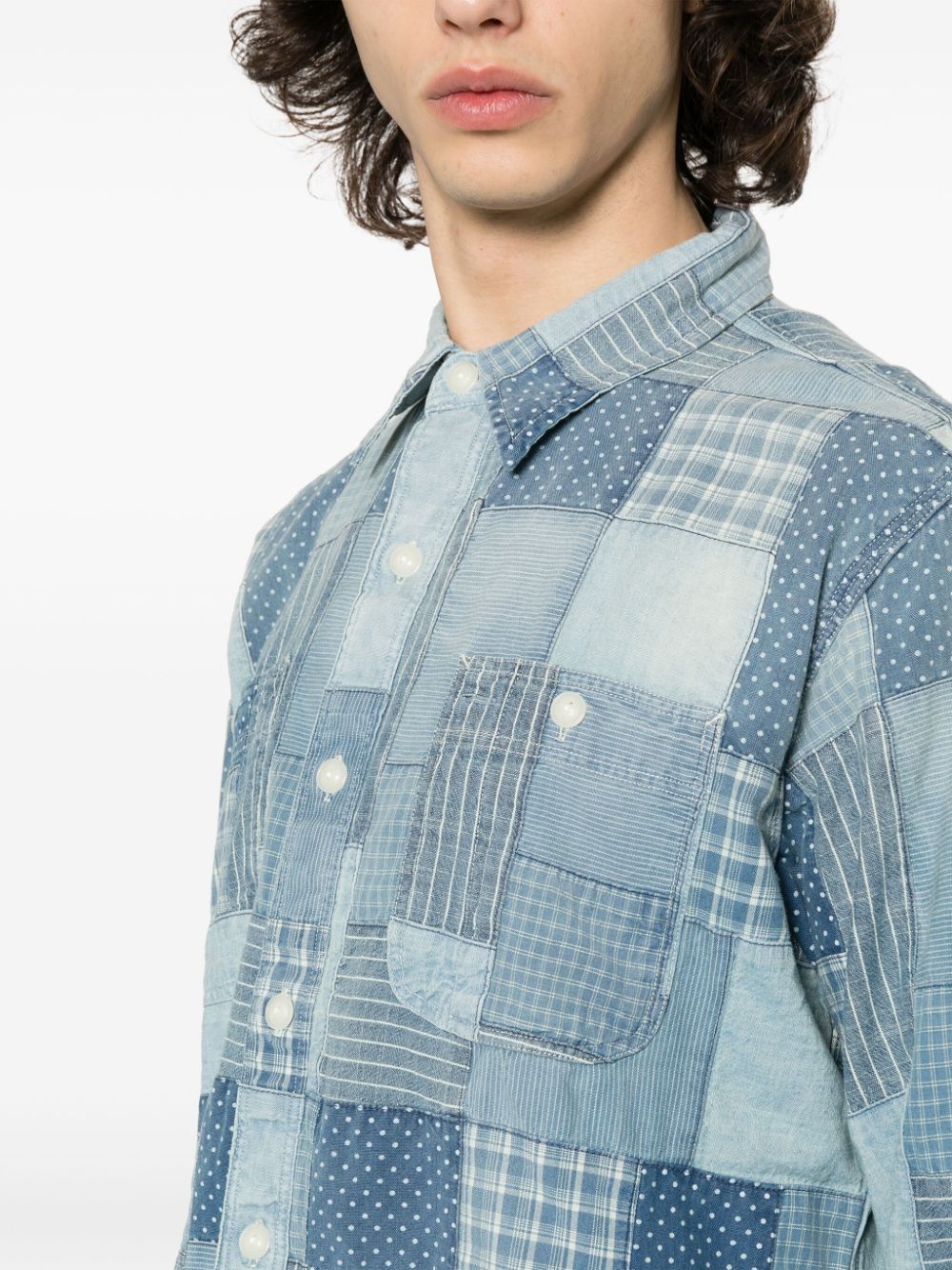 Ralph Lauren RRL Katoenen overhemd met patchwork Blauw