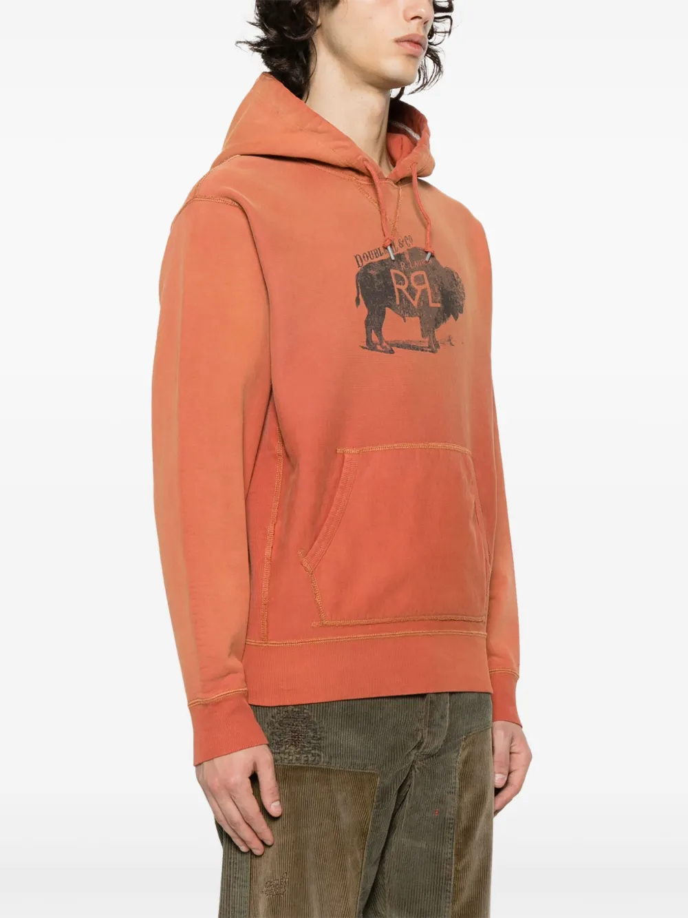 Ralph Lauren RRL logo-print Dyed Hoodie | Orange | FARFETCH