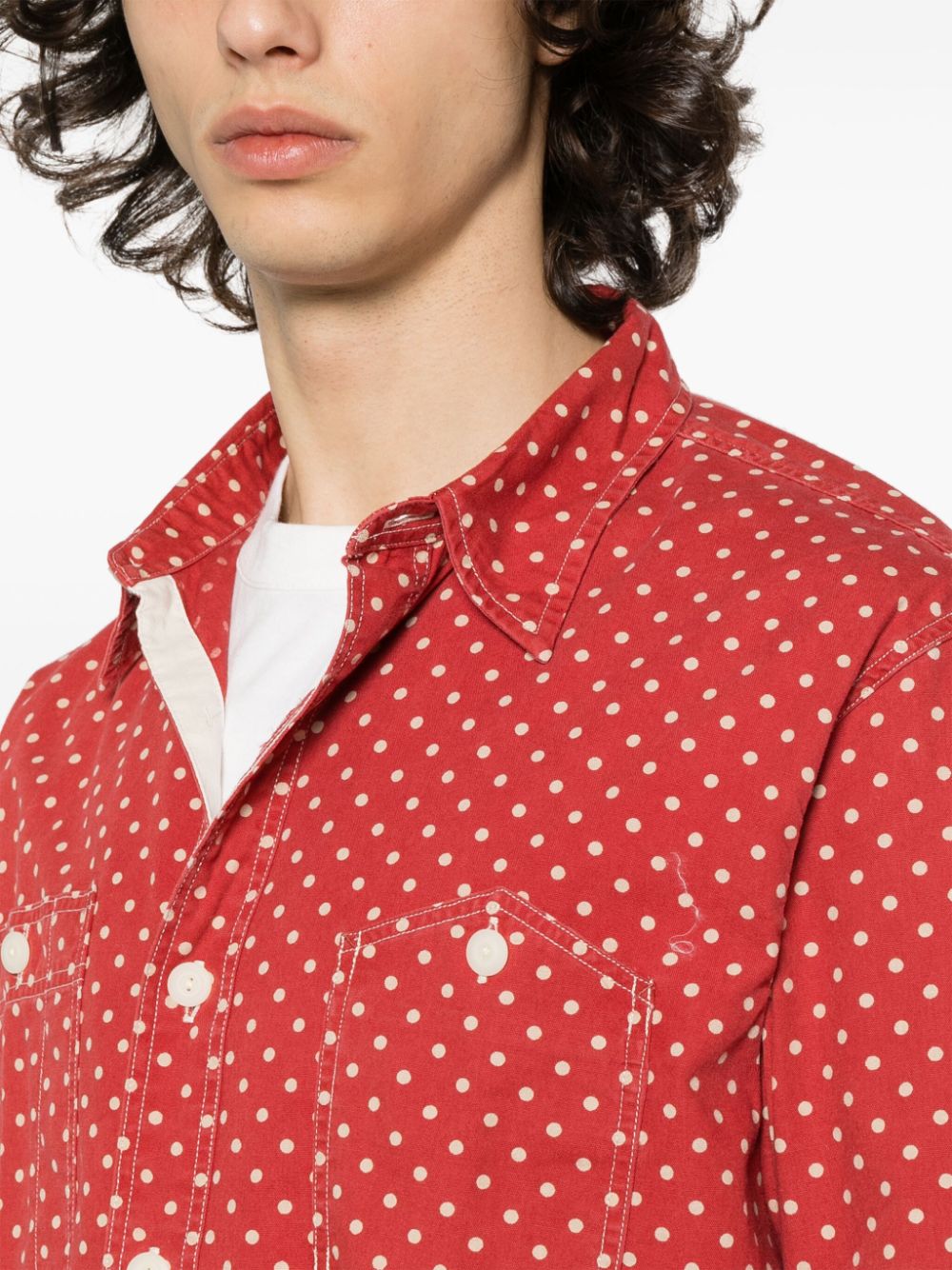 Ralph Lauren RRL Katoenen overhemd met stippen Rood