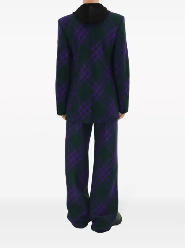 Burberry check-pattern Wool Trousers | Purple | FARFETCH