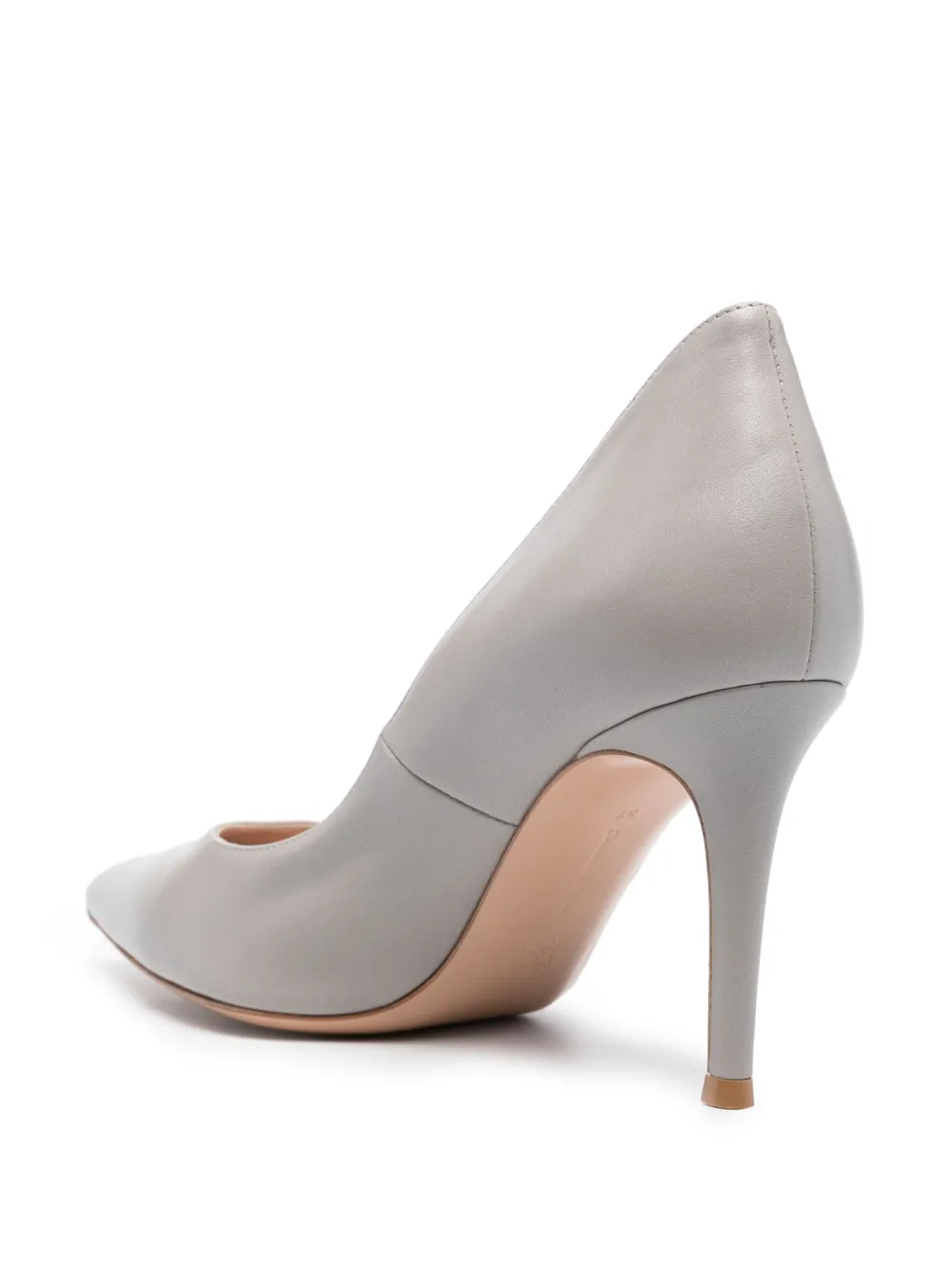 Shop Gianvito Rossi Pointed-toe 90mm Leather Pumps In Grey