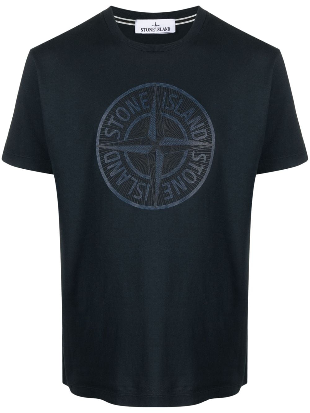 Stone Island Compass-print Cotton T-shirt In Blue