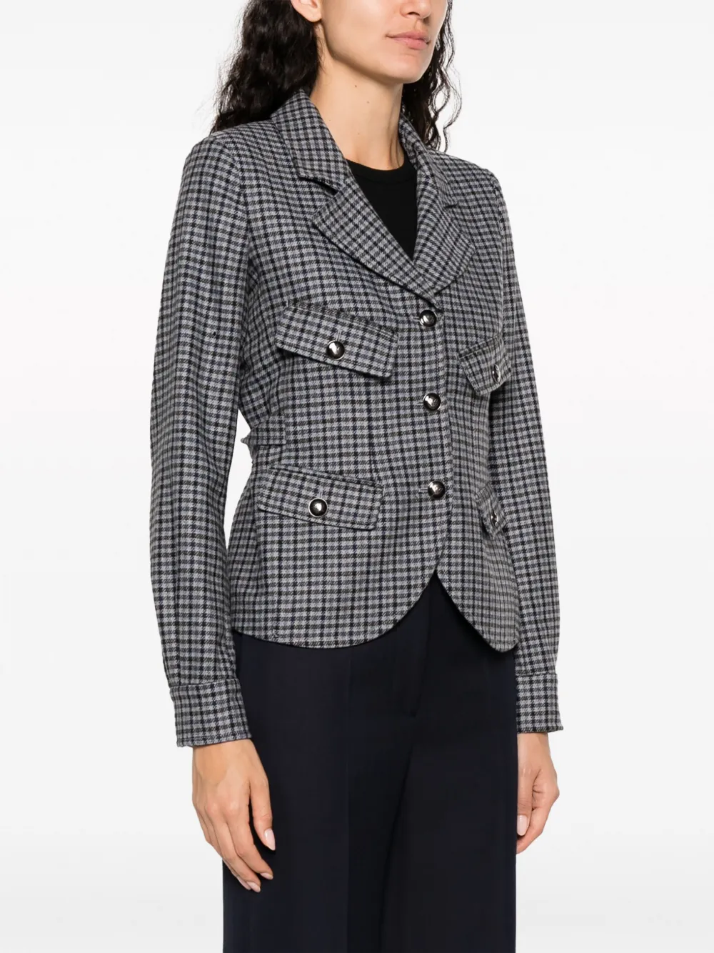 EMPORIO ARMANI SINGLE-BREASTED GINGHAM BLAZER