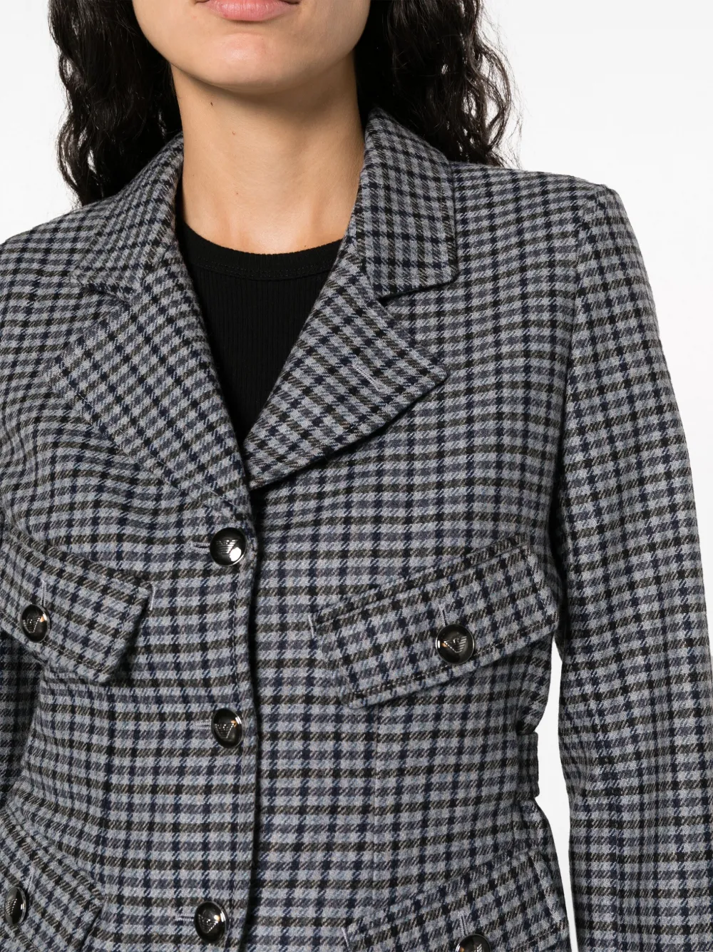 EMPORIO ARMANI SINGLE-BREASTED GINGHAM BLAZER