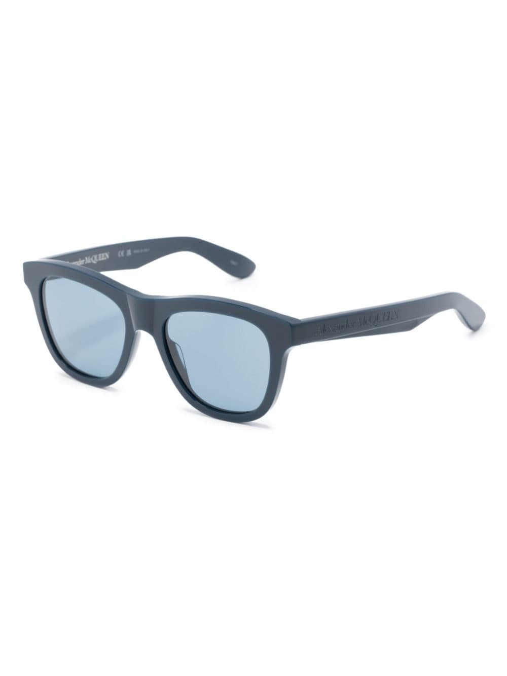 Alexander McQueen logo-debossed square-frame sunglasses - Blauw