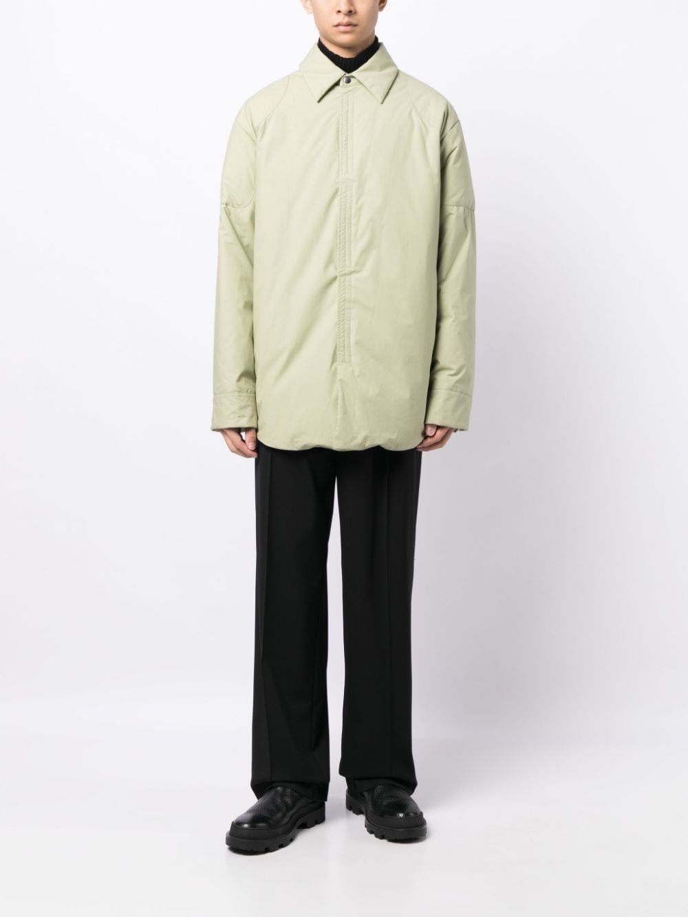 Shop Jil Sander Pointed-collar Padded Down Jacket In Green
