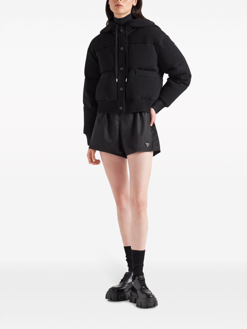 Shop Prada Wool-cashmere Down Jacket In Black