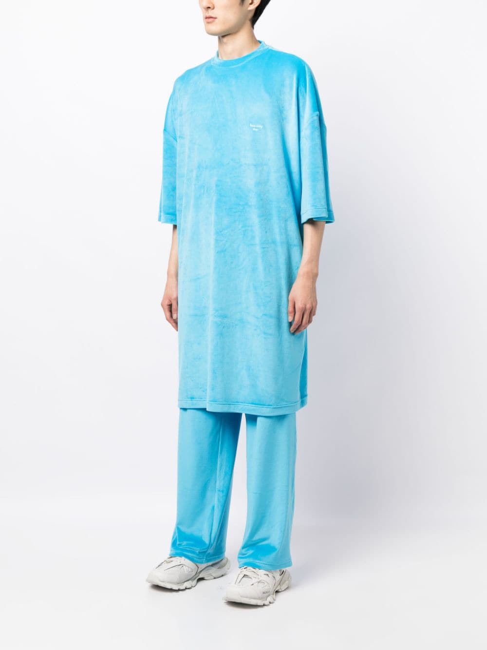 Shop Team Wang Design Sparkles Velvet Dress In Blue