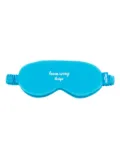 TEAM WANG design logo-embroidered silk-satin eye mask - Blue