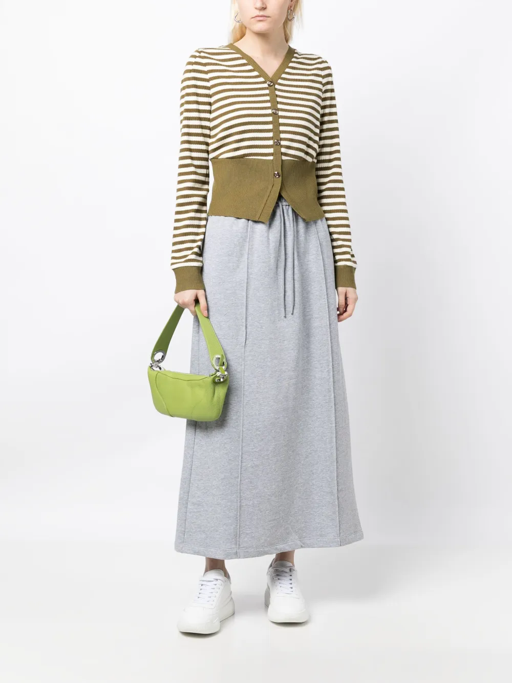 b+ab striped panelled cardigan - Groen