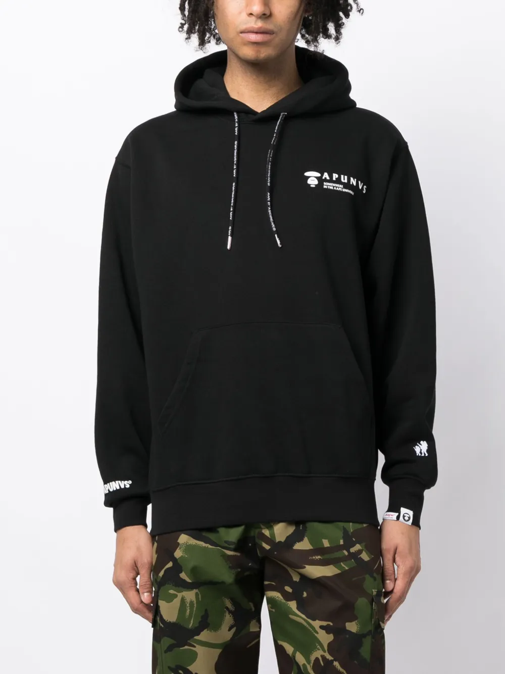 Shop Aape By A Bathing Ape Logo-print Jersey Hoodie In Black