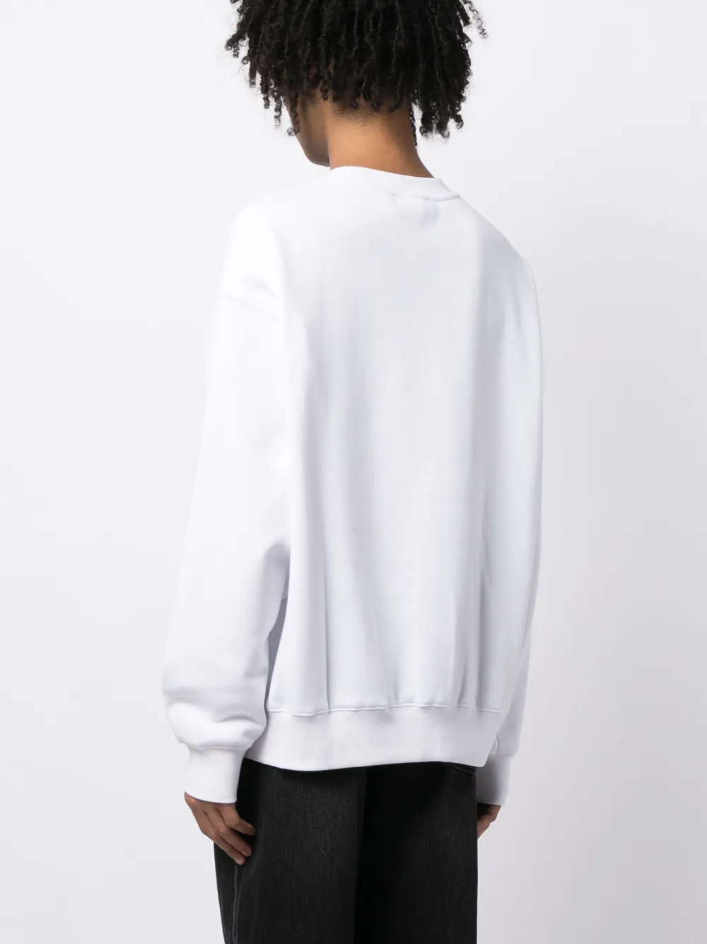 Shop Five Cm Embossed-lettering Cotton-blend Sweatshirt In White