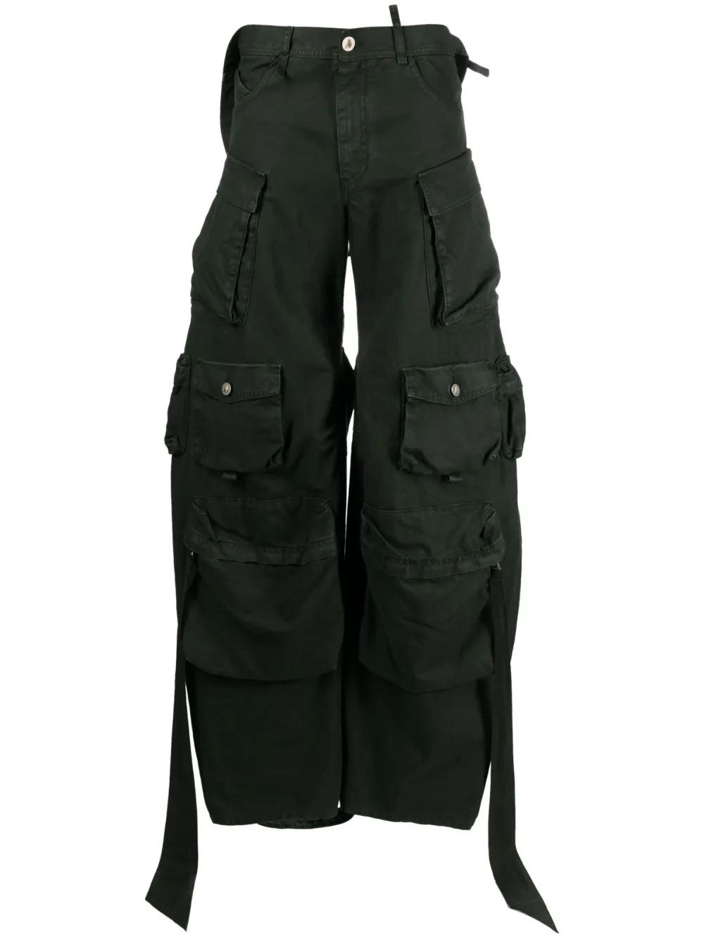 Attico Fern Low-rise Cargo Trousers In Green