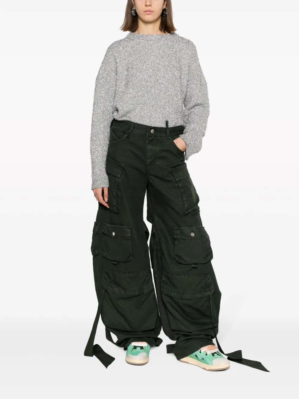 The Attico Fern low-rise cargo pants - Groen