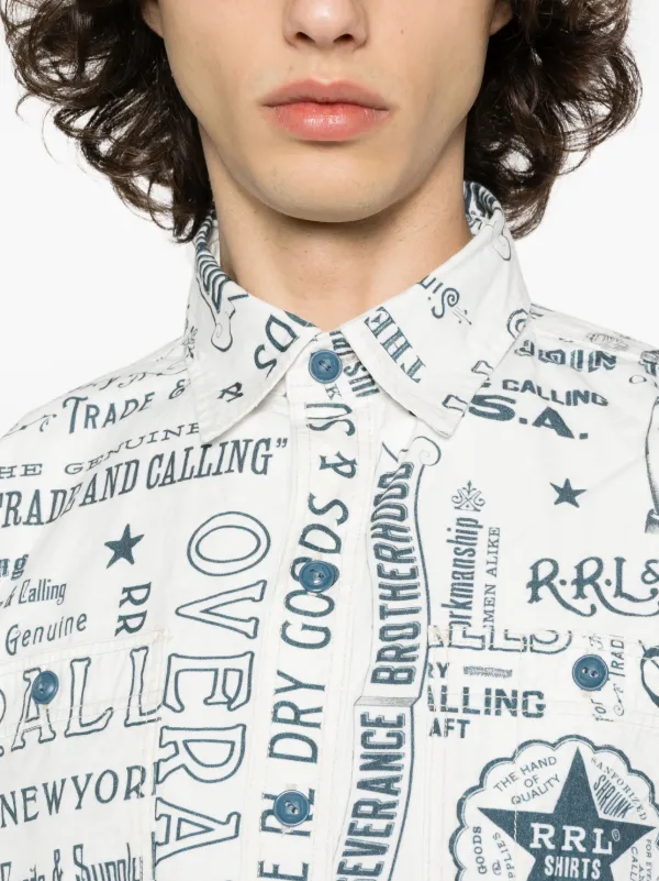 Ralph Lauren RRL graphic-print Cotton Shirt | White | FARFETCH