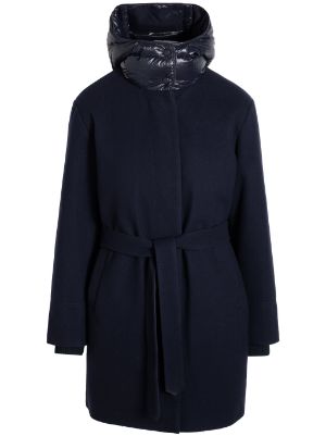 Wool Hooded Wrap Coat, Navy - Norwegian Wool