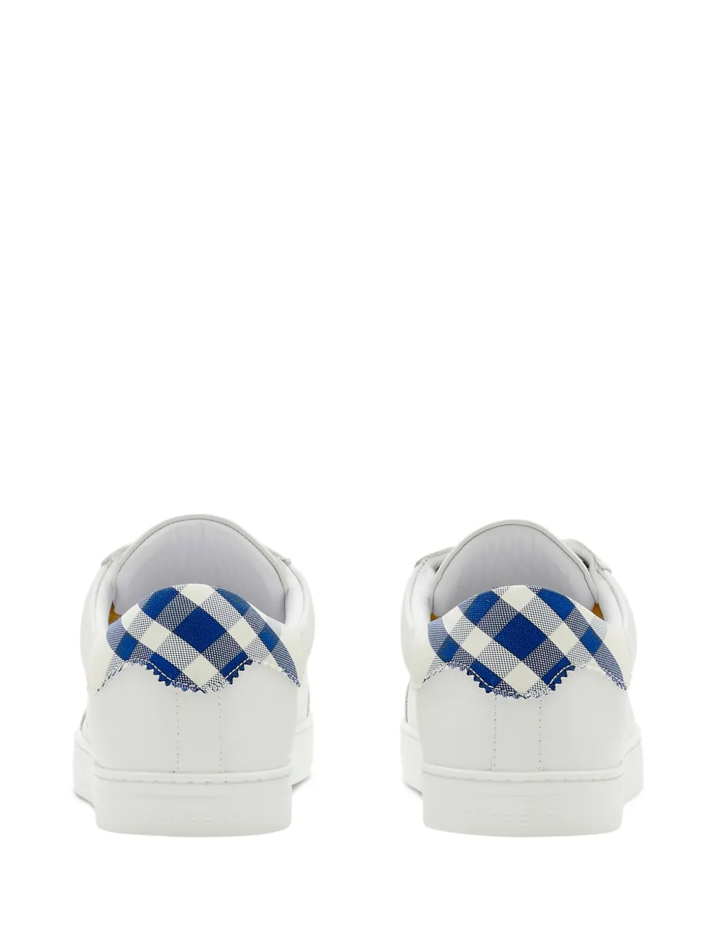 Shop Burberry Checkered Leather Sneakers In White