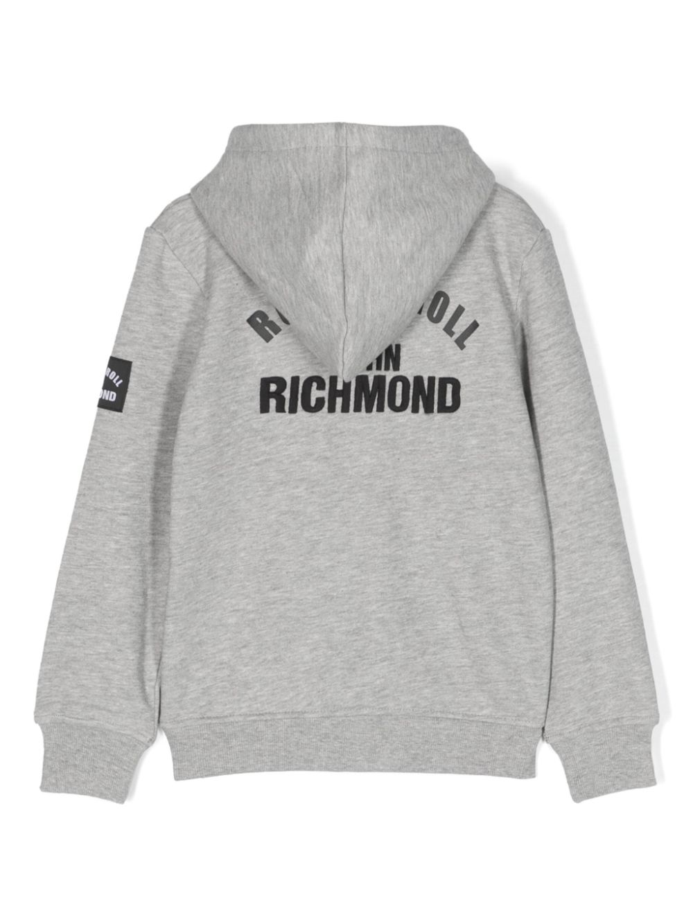 John Richmond Junior logo-patch zip-up hoodie - Grijs