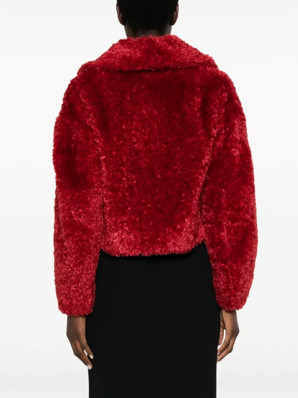 Red faux fur coat cropped online